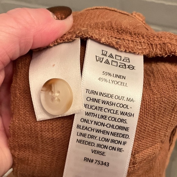 Revolve x Joie Shorts High waisted Linen Lyocell Mustard/Brown/Cinnamon 2 - Picture 10 of 10